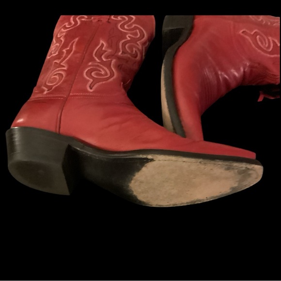 (Vintage) Lucchese 1883 Red Leather Western Cowgirl Boot - Picture 6 of 10